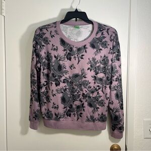 Honeydew Intimates Floral Crew Neck Top Lavender Sweater - Lavender Gray Sz Lrg